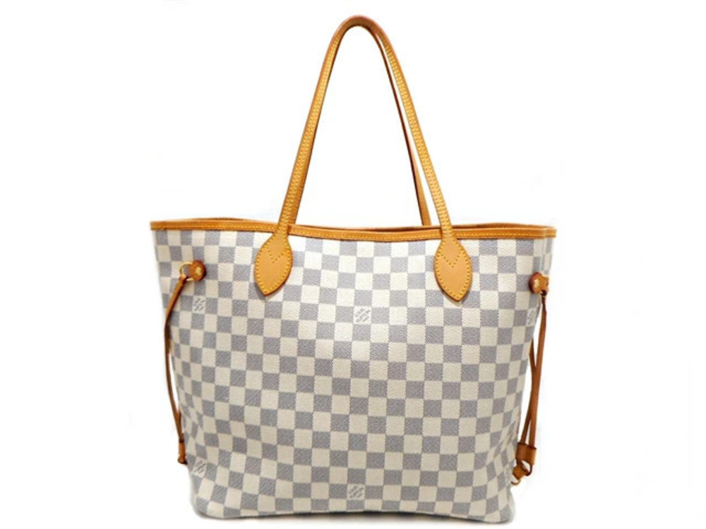 LOUIS VUITTON Neverfull Tote Bag Damier Azur White
